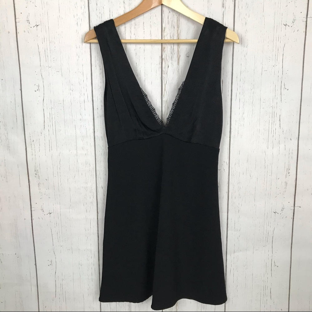 Zara V Neck Fit & Flare Mini Black Dress - Picture 5 of 8